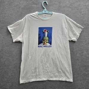 Mac Miller Men Shirt L White Graphic Print Short Sleeve
